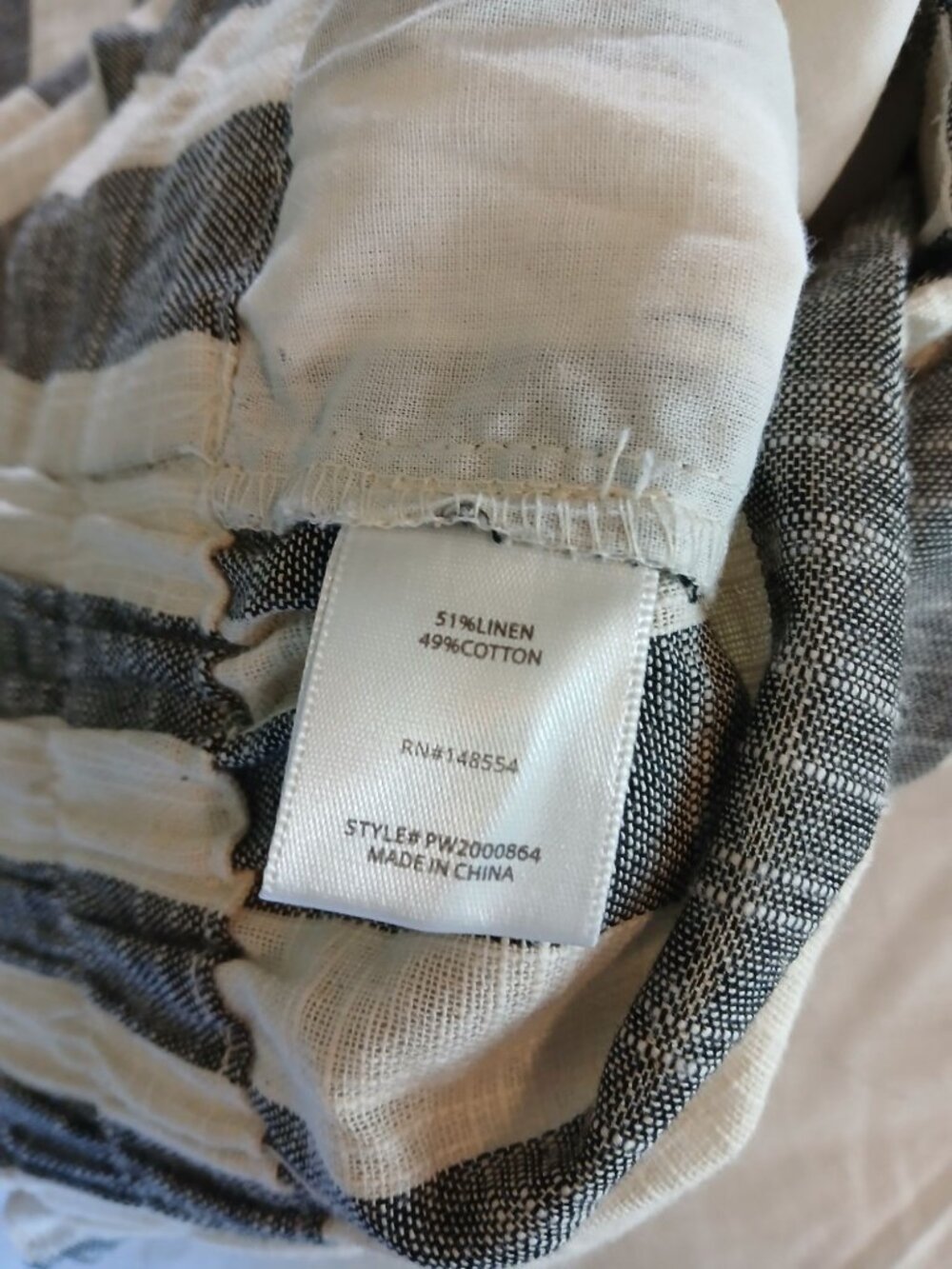 Indigo Rising Womens Ivory Gray Linen Cotton Pants Size L Wide Leg Casual Loose - Picture 7 of 10